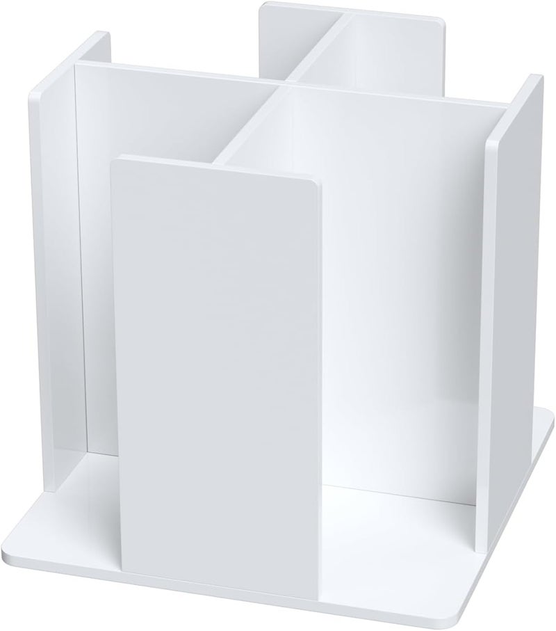KOTEMON Cup and Lid Holder, 4 Compartment, Square | Rotating Coffee Cup Dispenser Lid Carousel for Restaurant, Buffet, Coffee Station, Bar, Countertop, White Acrylic - Image 1